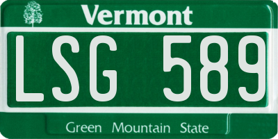 VT license plate LSG589