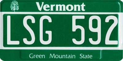 VT license plate LSG592
