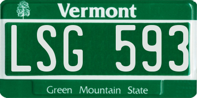 VT license plate LSG593