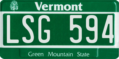VT license plate LSG594