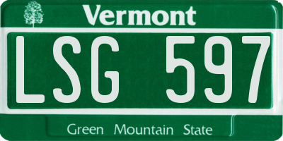 VT license plate LSG597