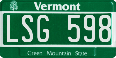 VT license plate LSG598