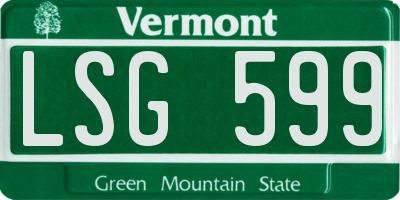 VT license plate LSG599