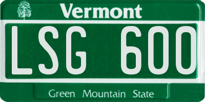 VT license plate LSG600