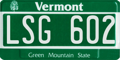 VT license plate LSG602
