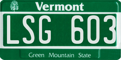 VT license plate LSG603