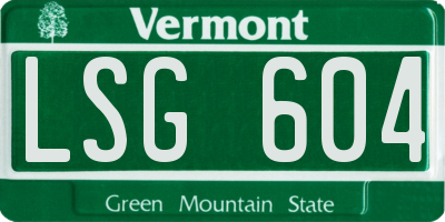 VT license plate LSG604