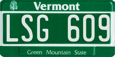 VT license plate LSG609