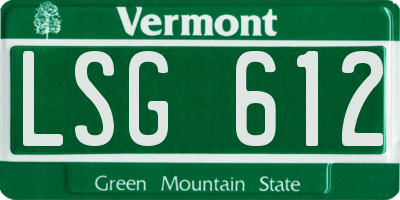 VT license plate LSG612