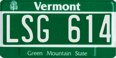 VT license plate LSG614
