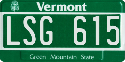 VT license plate LSG615