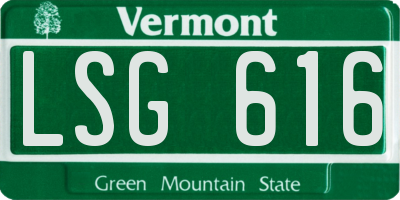 VT license plate LSG616