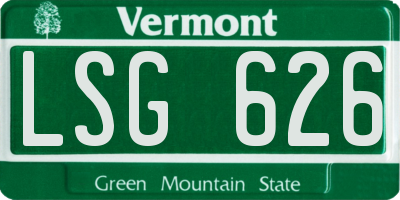 VT license plate LSG626