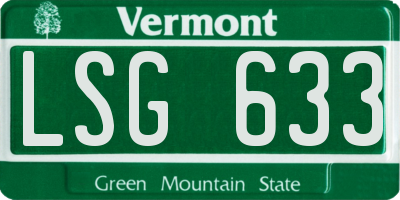 VT license plate LSG633