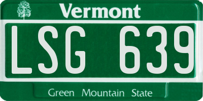 VT license plate LSG639