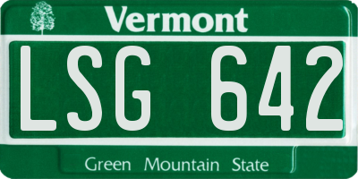 VT license plate LSG642