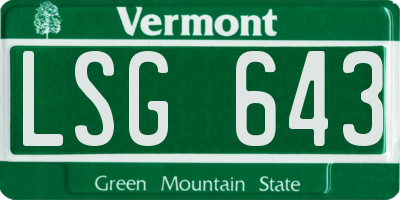 VT license plate LSG643