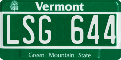 VT license plate LSG644