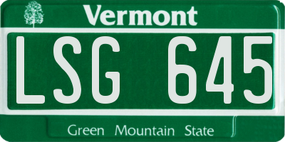 VT license plate LSG645