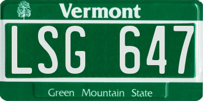VT license plate LSG647