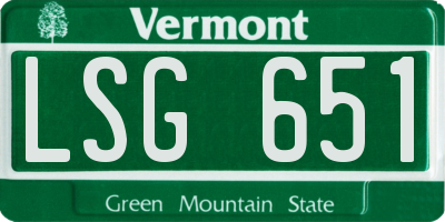 VT license plate LSG651