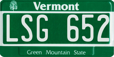 VT license plate LSG652
