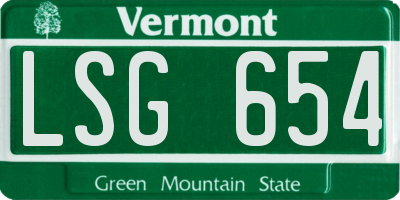 VT license plate LSG654