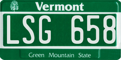 VT license plate LSG658