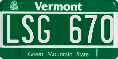 VT license plate LSG670