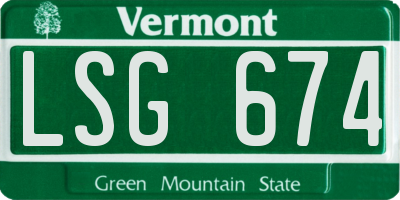 VT license plate LSG674