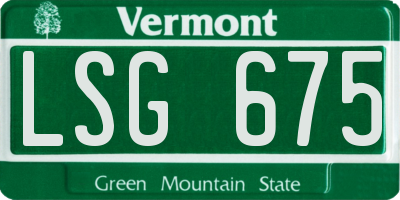 VT license plate LSG675