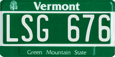 VT license plate LSG676
