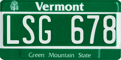 VT license plate LSG678