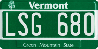 VT license plate LSG680