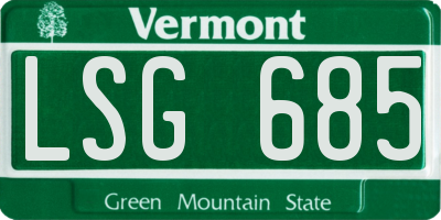 VT license plate LSG685