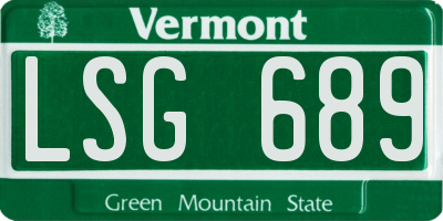 VT license plate LSG689