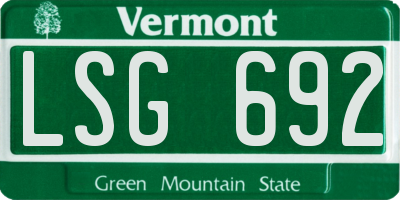 VT license plate LSG692