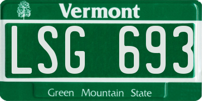 VT license plate LSG693