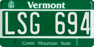 VT license plate LSG694