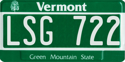 VT license plate LSG722
