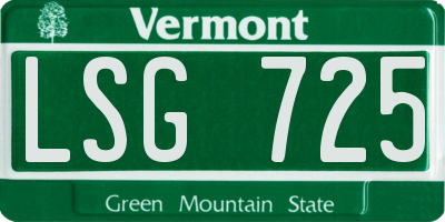 VT license plate LSG725