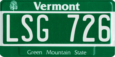 VT license plate LSG726