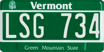 VT license plate LSG734