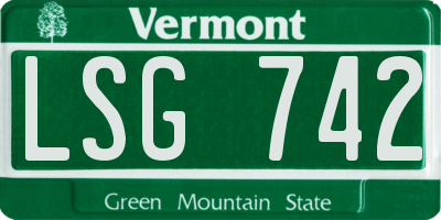 VT license plate LSG742