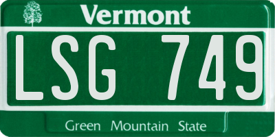 VT license plate LSG749