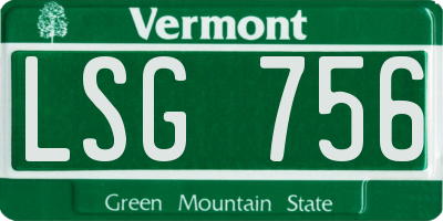 VT license plate LSG756