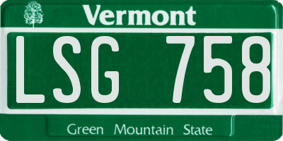 VT license plate LSG758
