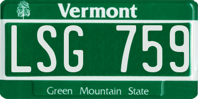VT license plate LSG759