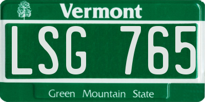 VT license plate LSG765