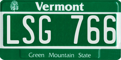 VT license plate LSG766